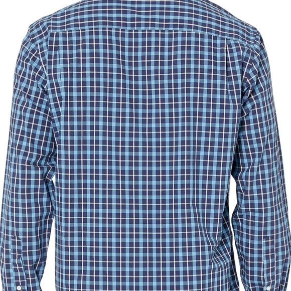 Men's XXL Regular-Fit Long-Sleeve Blue Plaid Poplin Shirt, - Picture 4 of 9